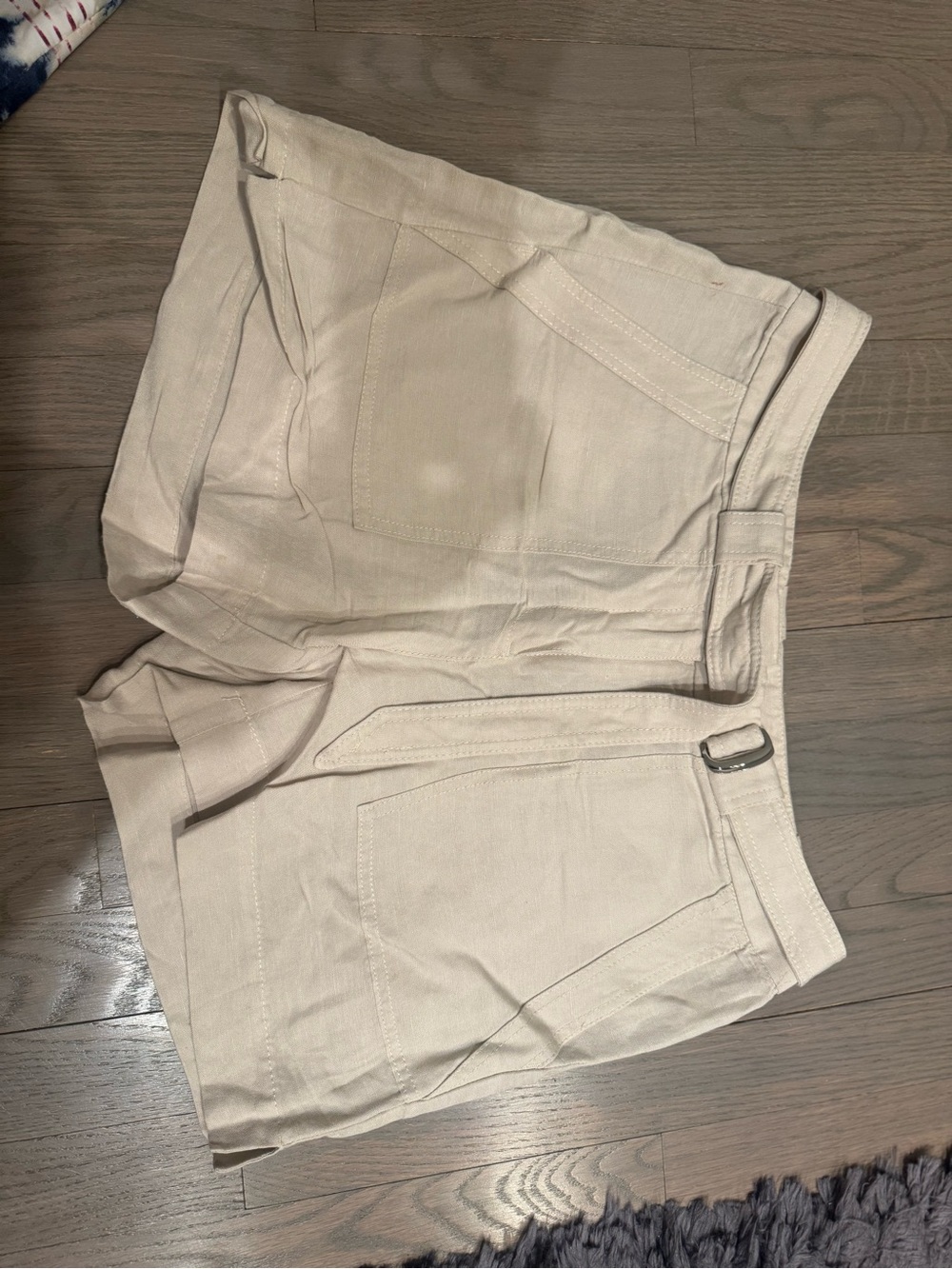 White House Black Market Beige Linen Blend Shorts | Size 6